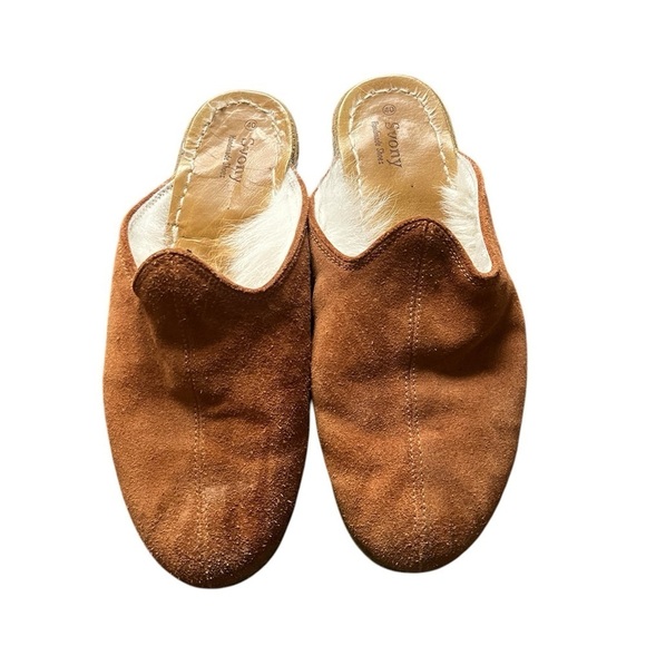 svony Shoes - Svony Brown Suede Fur Lined Mules, size 40